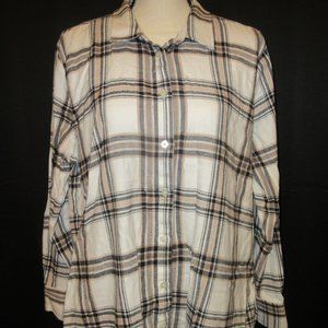 Women's Plaid Button Down Long Sleeve Flannel Type LOFT Shirt Size XL